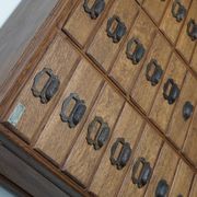 Antique French oak filing / apothecary cabinet by Chouanard, ca 1910