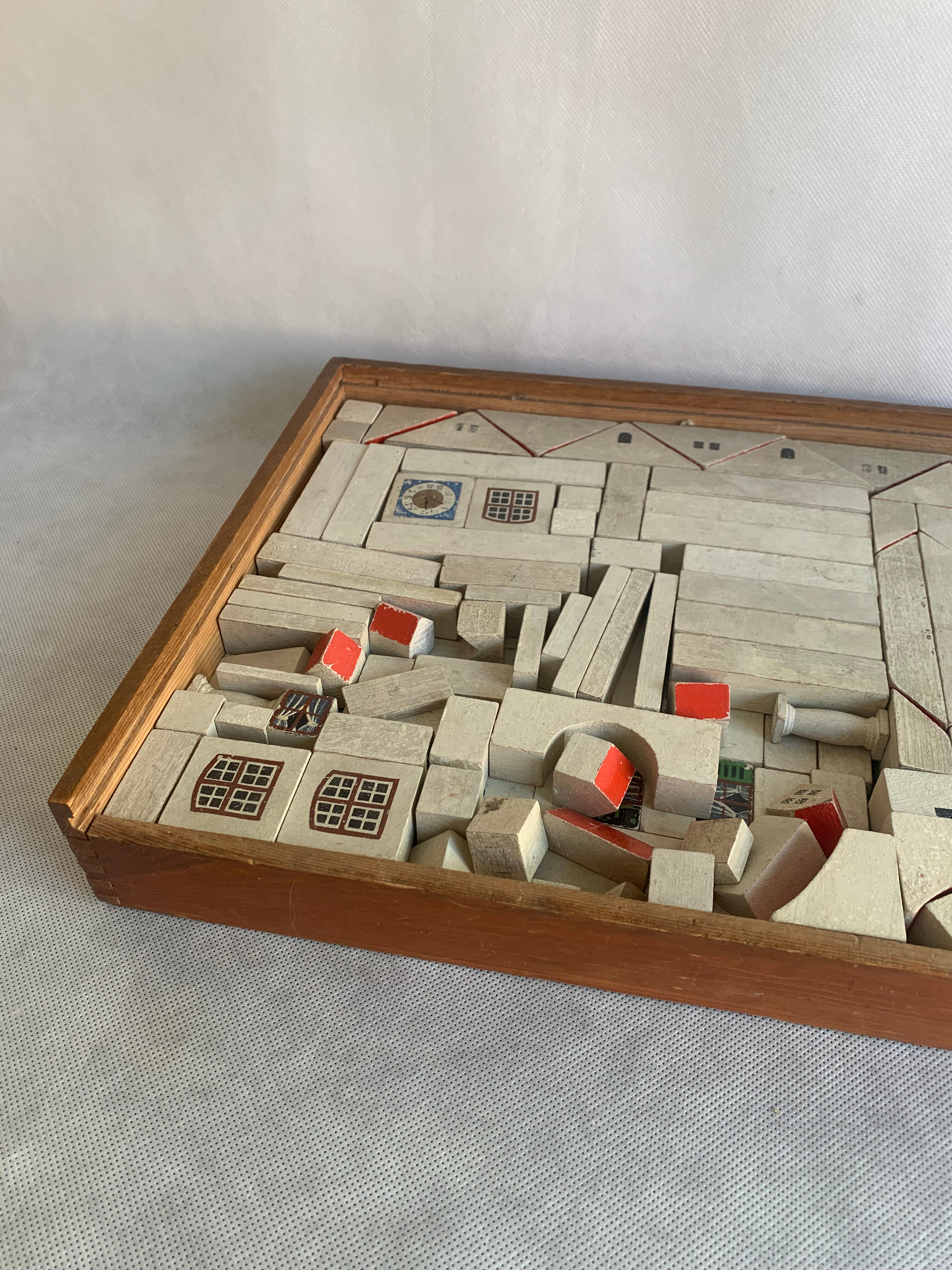 Antique  Hand Painted Wooden Block