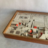 Antique  Hand Painted Wooden Block