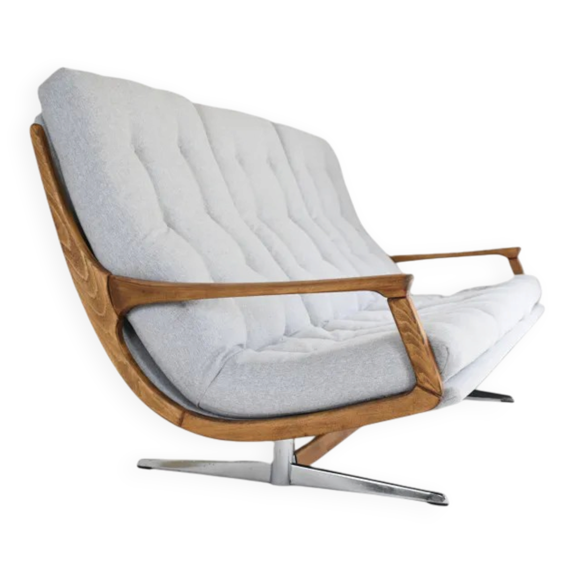 Scandinavian sofa in grey fabric and wood, 1960s