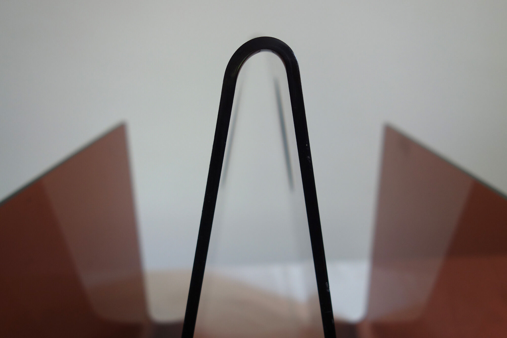 Smoked plexiglass magazine holder, 70s