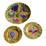 dish and plates barbotine fruits Sarreguemines