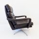 Danish black leather armchair with ottoman 70s