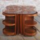 Mid-Century Modern Nesting Table in Oak and Smoked Glass, Czech, 1960s, Set of 5