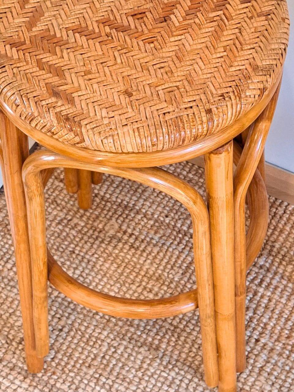 Vintage rattan and wicker bar stools