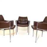 Röder Söhne Set of 3 leather office/dining room chairs by Miller Borgsen
