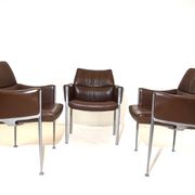 Röder Söhne Set of 3 leather office/dining room chairs by Miller Borgsen