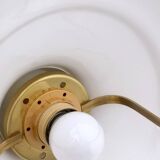 White Ceramic and Brass Adjustable Pendant Lamp, Italy