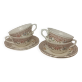 4 tasses de thé & coupelles porcelaine Mason's Autumn Treillis