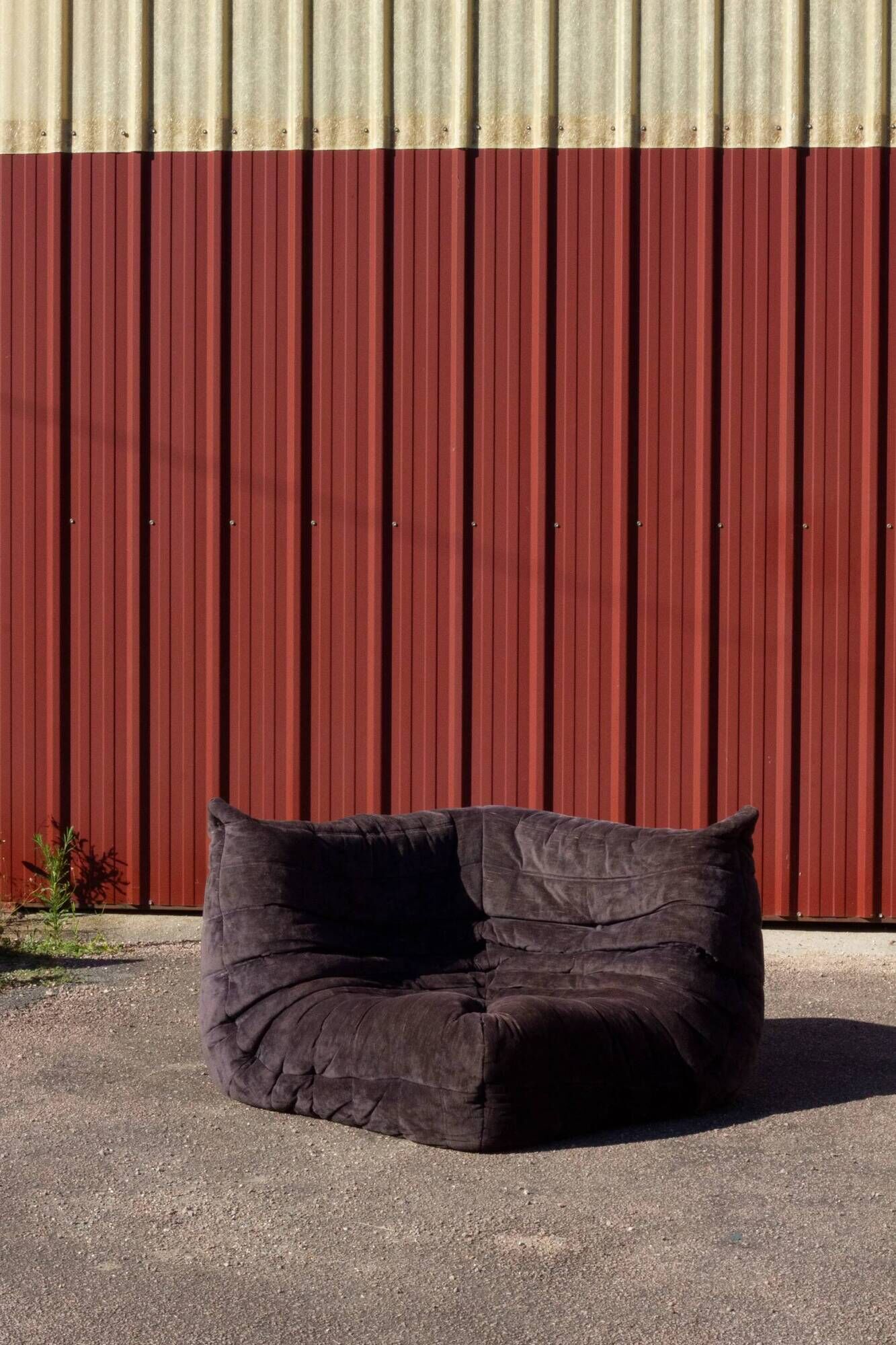 Togo aubergine corner armchair by Michel Ducaroy for Ligne Roset