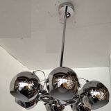 Chandelier 70/80," present time", 6 chrome globes