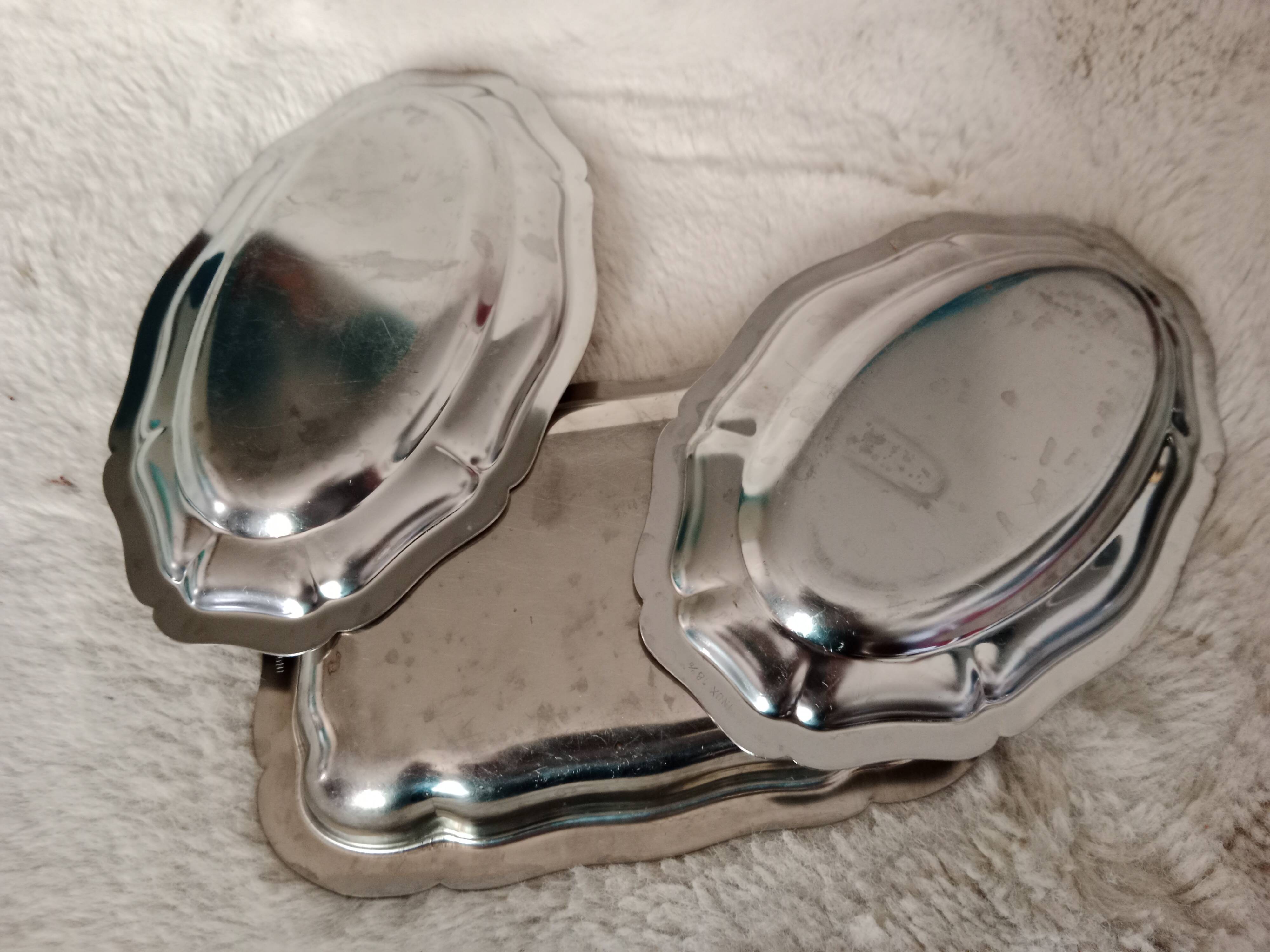 Set of mini stainless steel trays