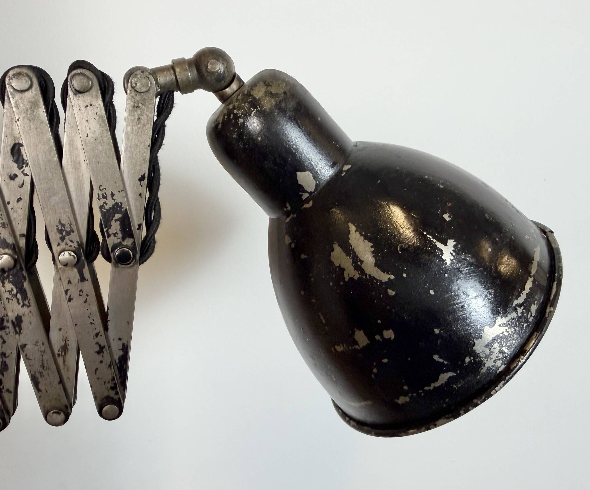 Industrial Black Scissor Wall Lamp, 1950s
