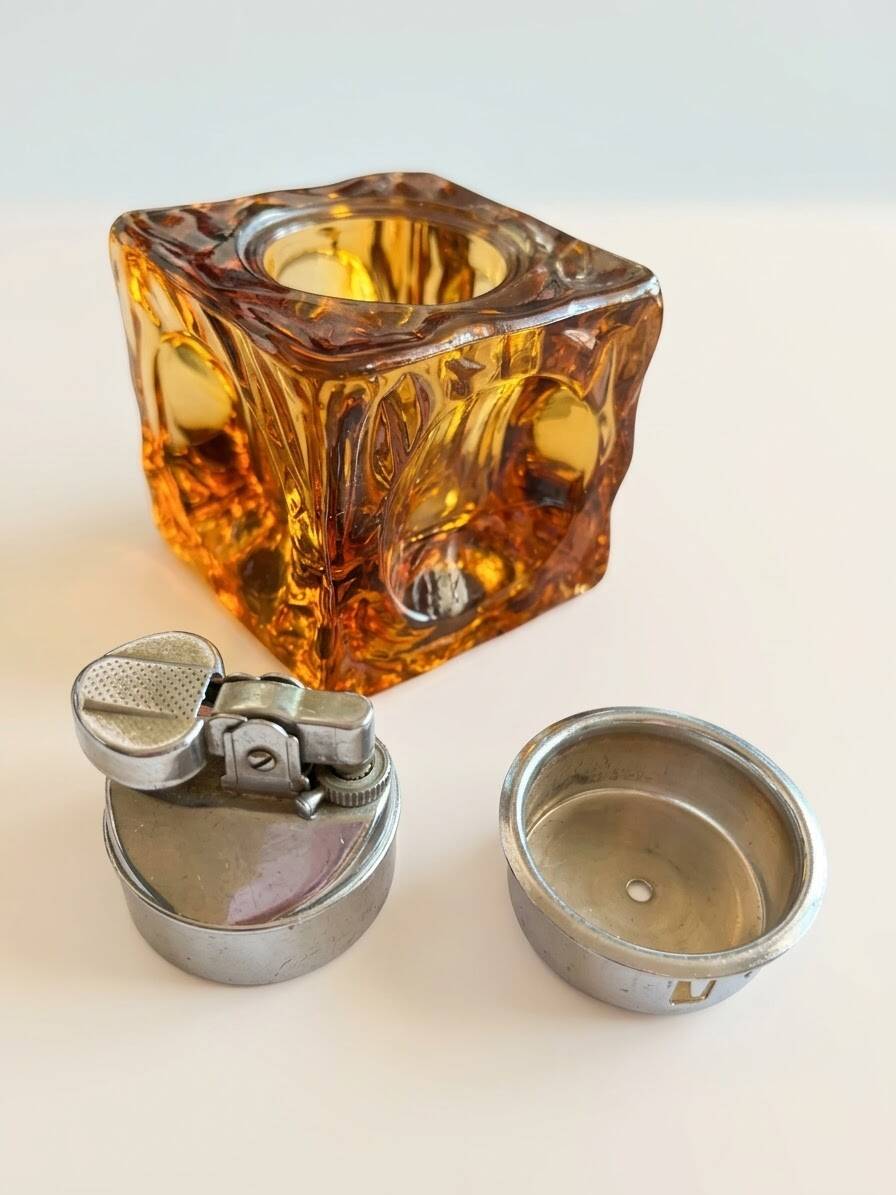 Murano Antonio Imperatore 1970 ensemble lighter table ashtray candle holder