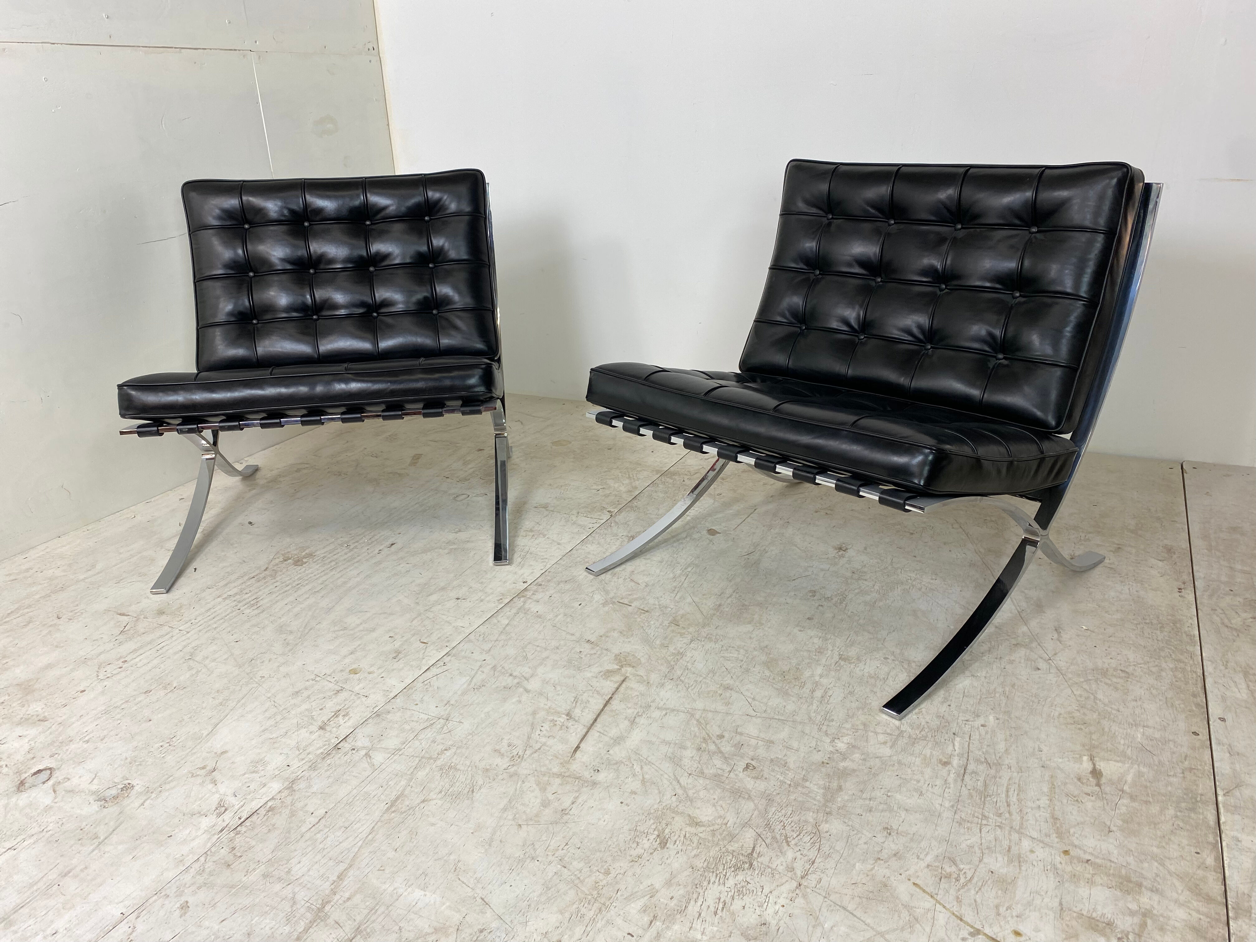 Pair of chairs Barcelona vintage Ludwig Mies Van der Rohe