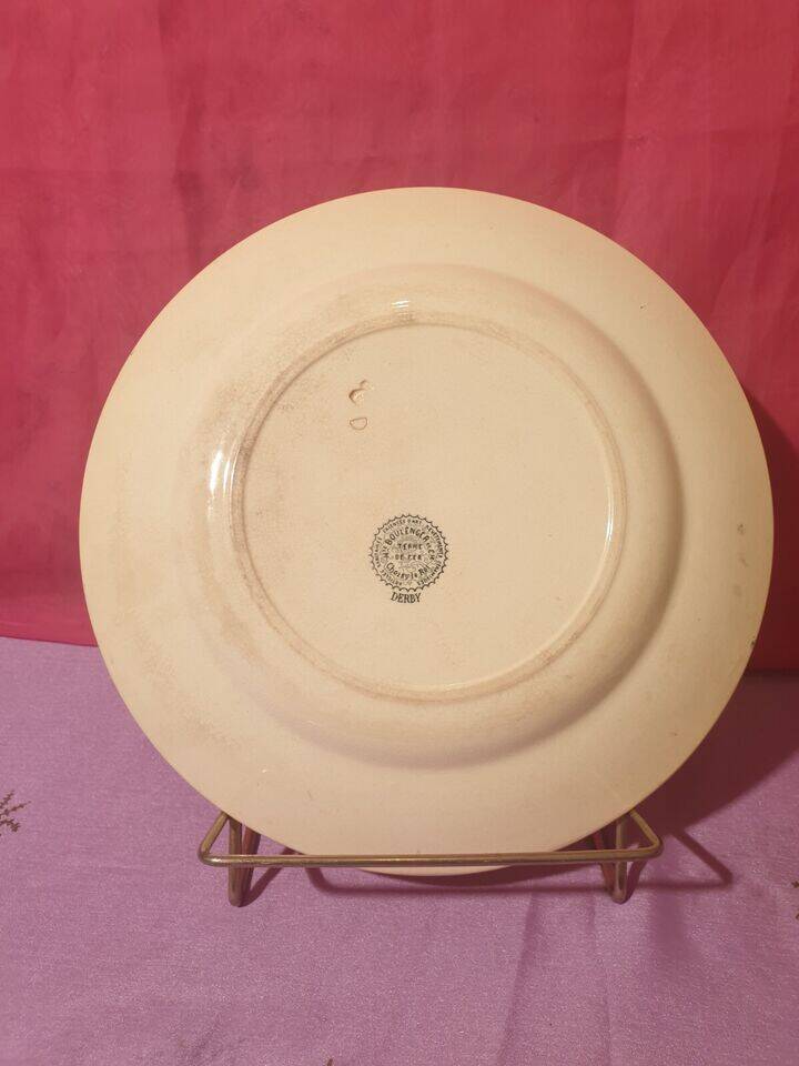 Pair of large round dishes Boulenger Choisy le Roi Derby Terre de fer