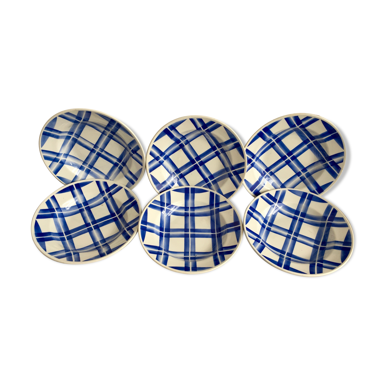 6 hollow plates of Badonviller earthenware