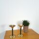 Brass candlesticks with dark green vintage
