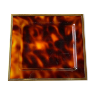 Vintage service tray, tortoiseshell effect, plexiglass, circa 70's