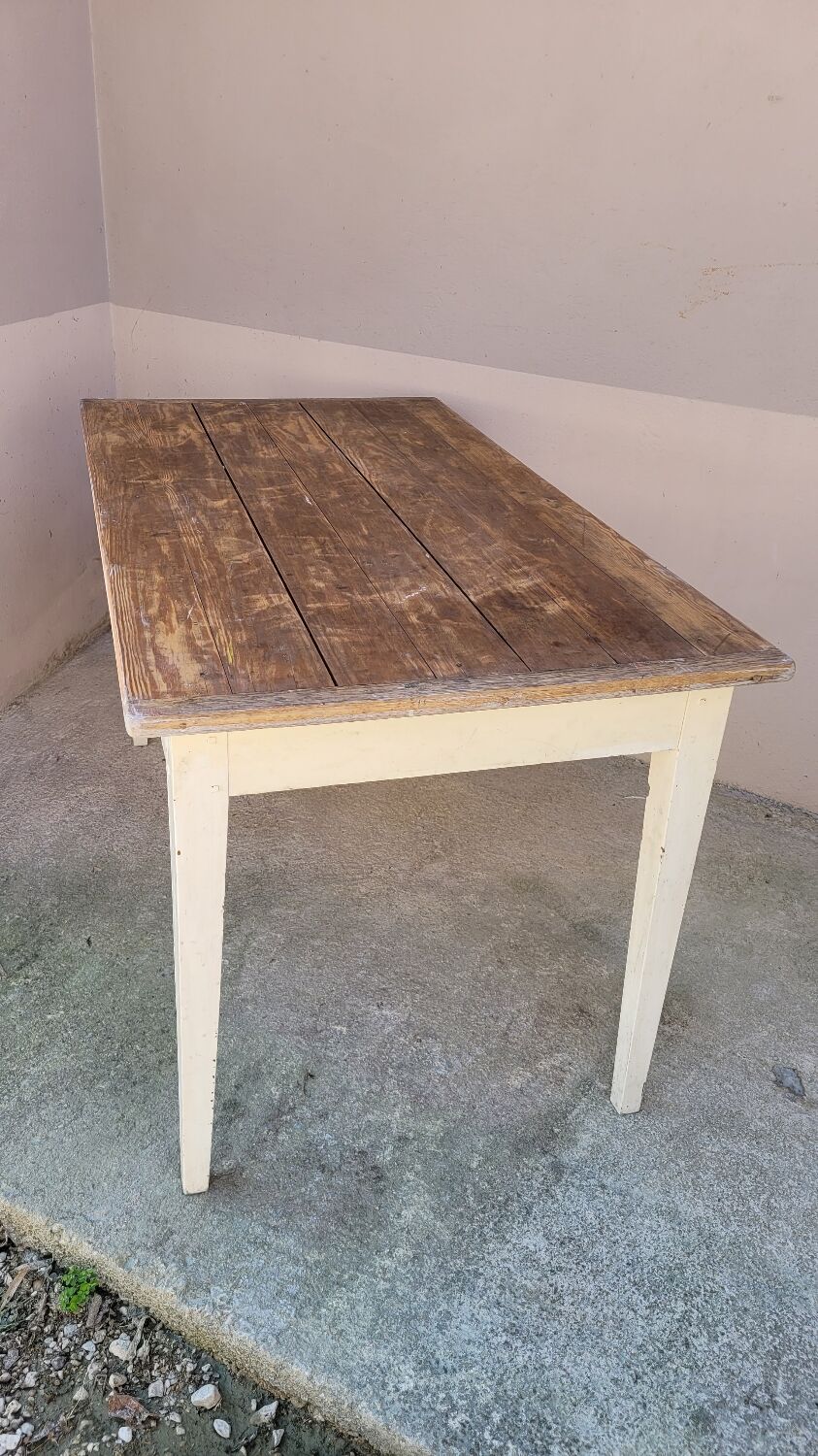 Table de ferme cuisine rustique ancienne -1m30