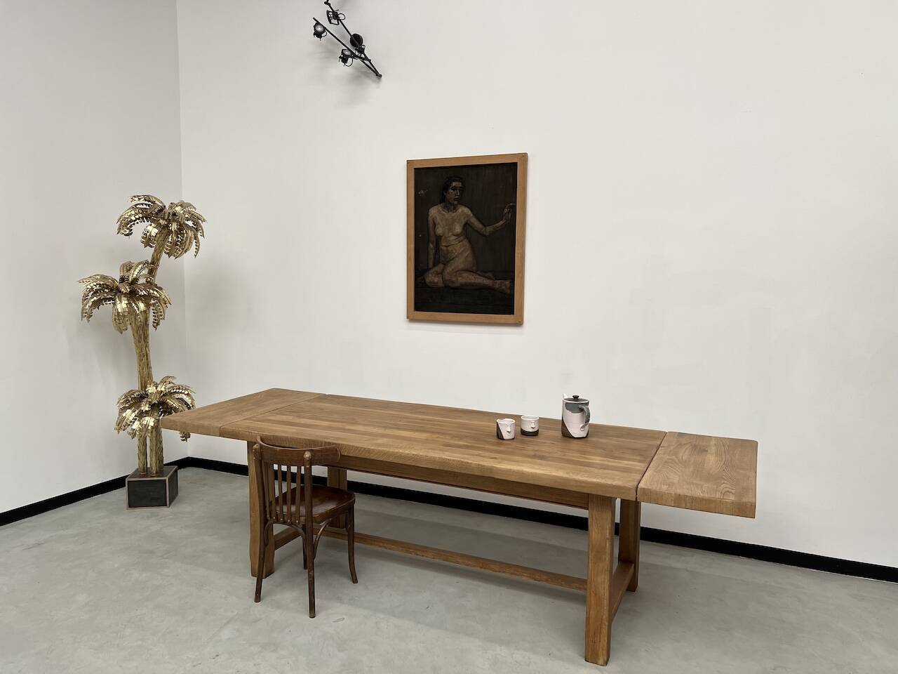 Large extendable solid oak farm table