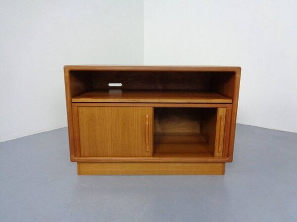 Small Teak Tambour Media Sideboard from Dyrlund, 1970s