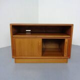 Small Teak Tambour Media Sideboard from Dyrlund, 1970s