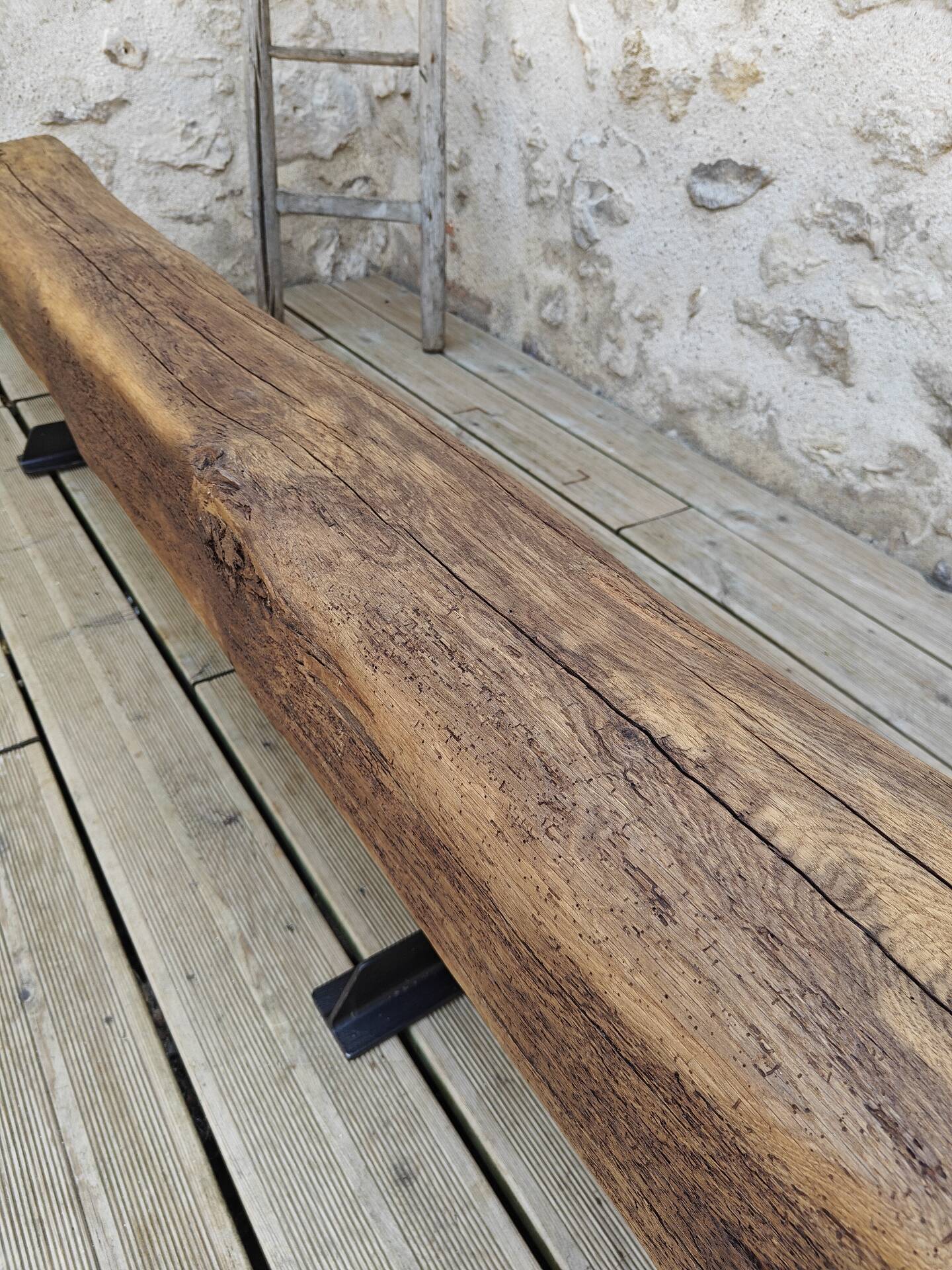Brutalist oak bench