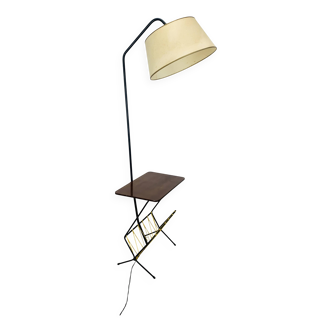 1950s floor lamp, magazine rack and side table