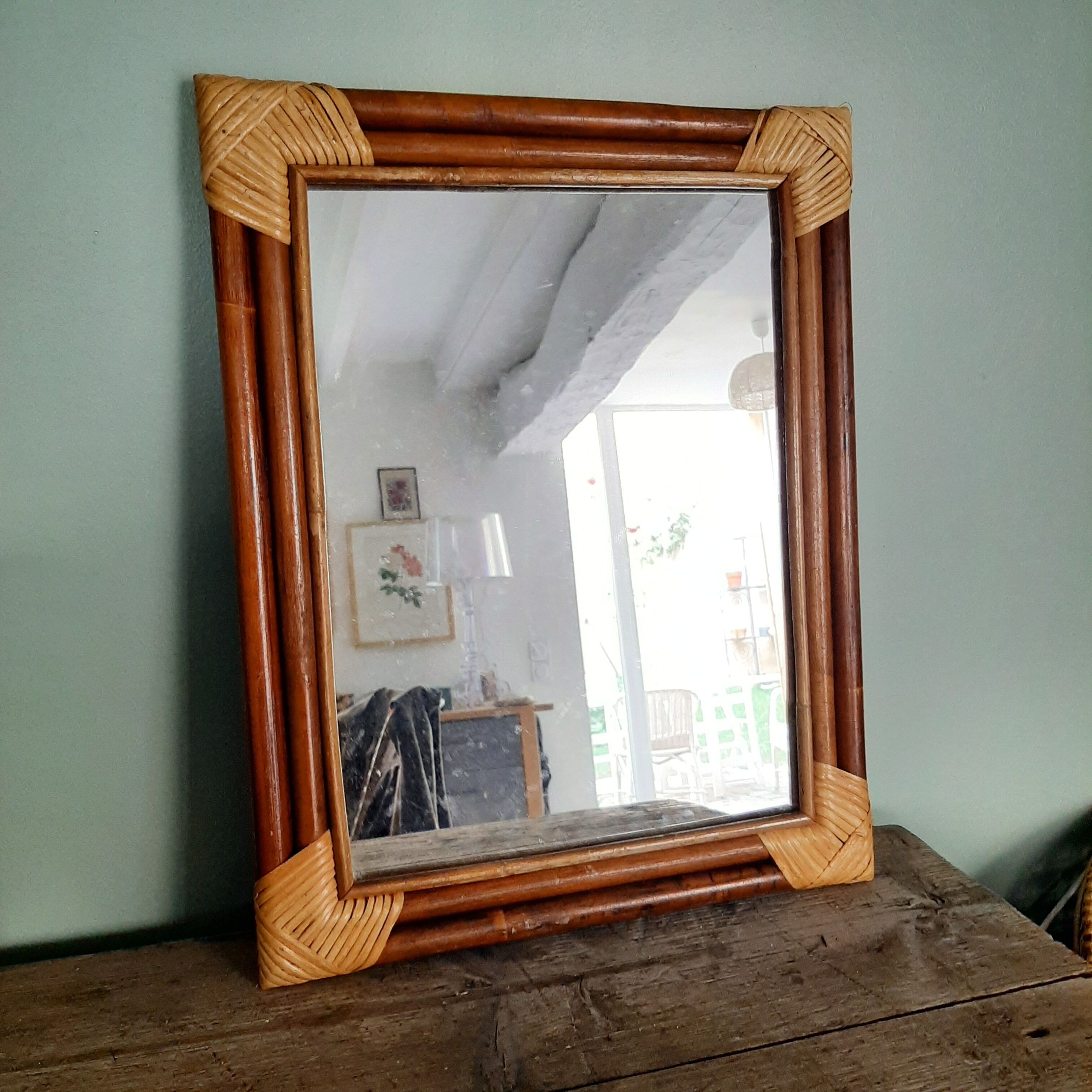 Bamboo and rattan mirror 40x50cm