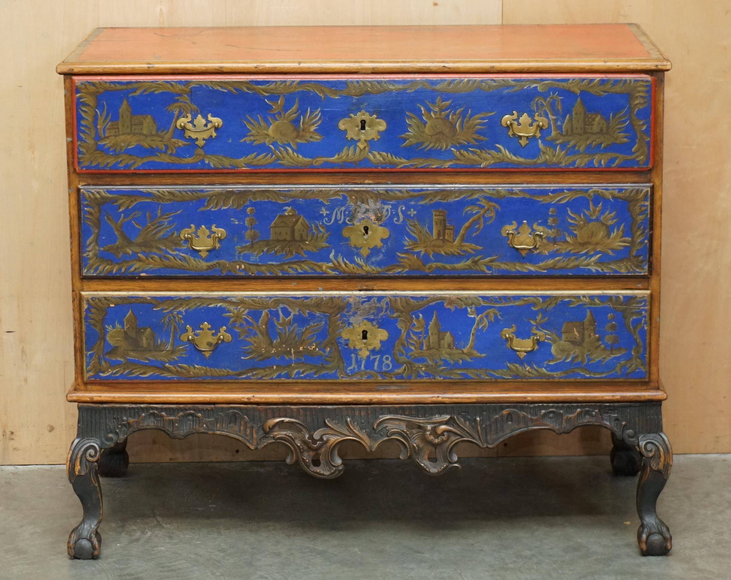 Commode campagne polychrome 1778 en bois style George III