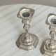 Pair of patinated silver-plated candlesticks