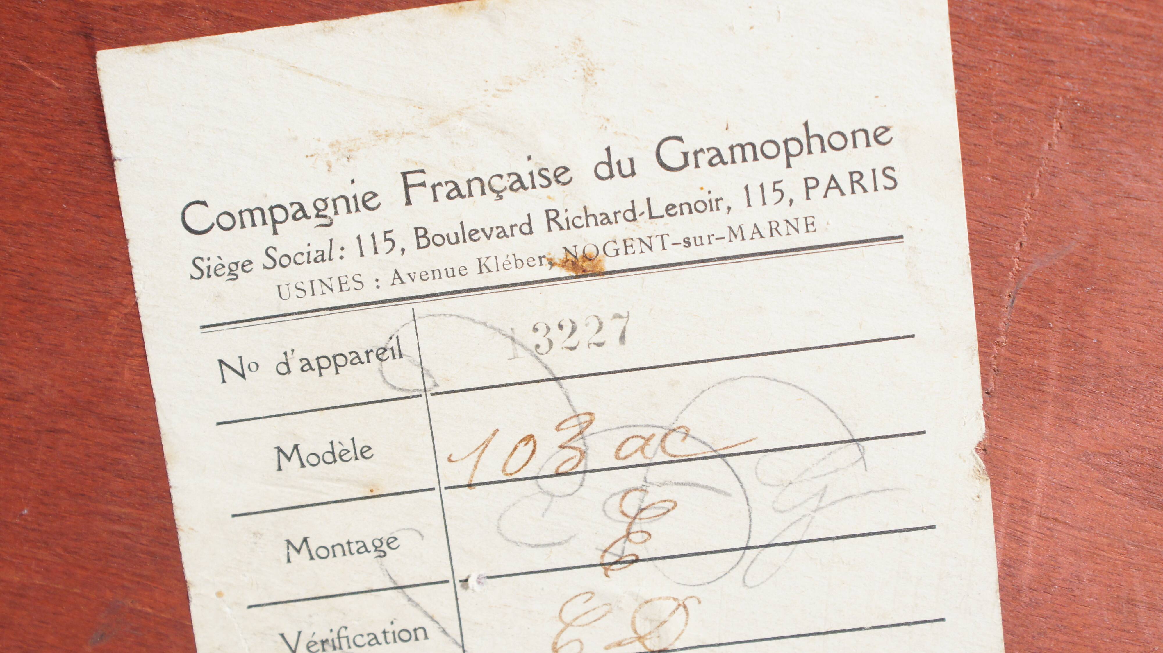 Gramophone turns model 103 old 1926