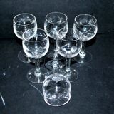 Set of 6 vintage schnapps liqueur glasses with Alsatian balloons in engraved glass