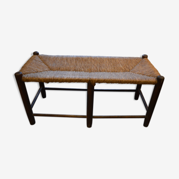 Banc vintage bois et paille