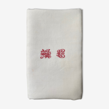 Ancienne nappe de vigneron avec monogramme