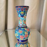 Soliflore vase in Longwy emaux multicolored flowers