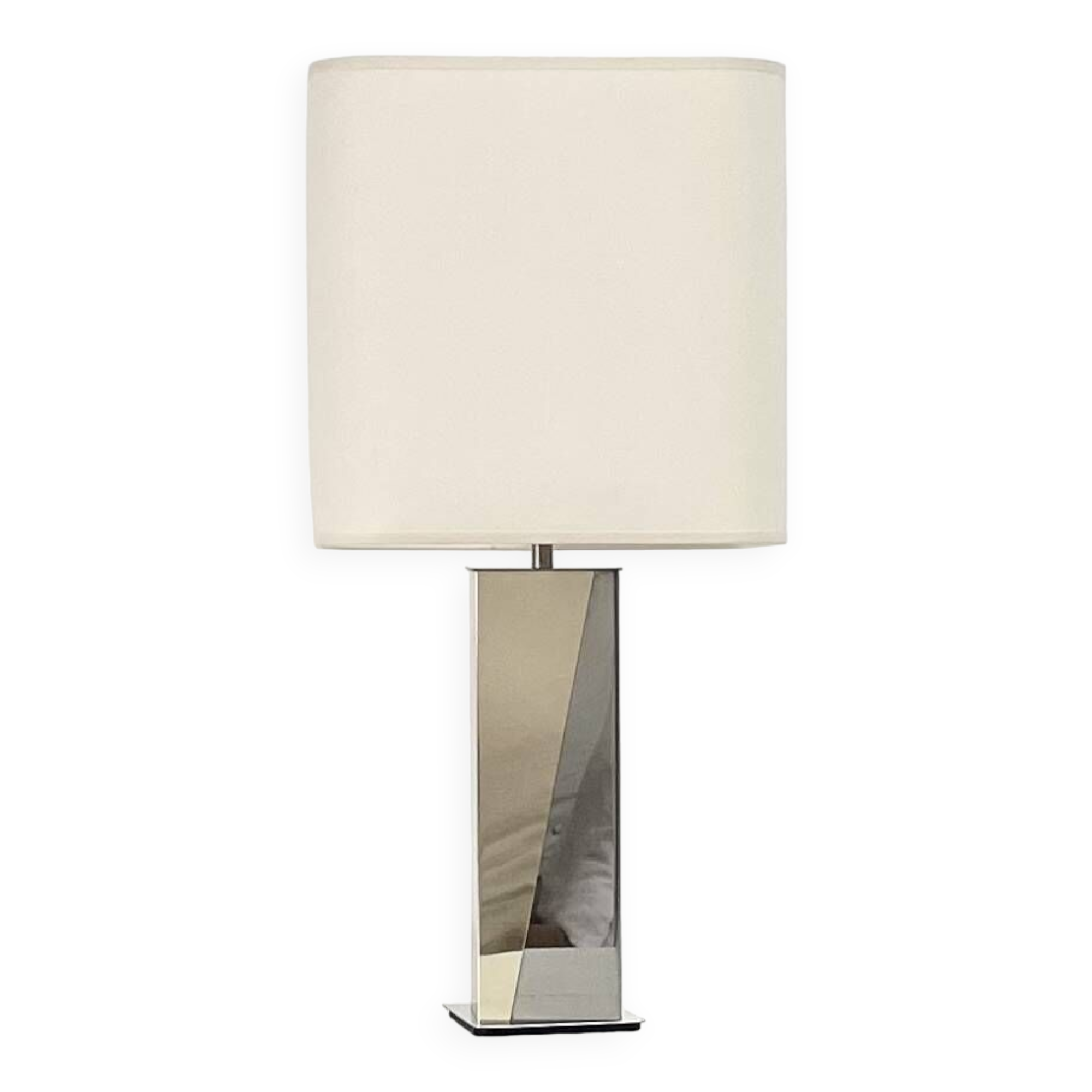 Chrome and gold metal lamp