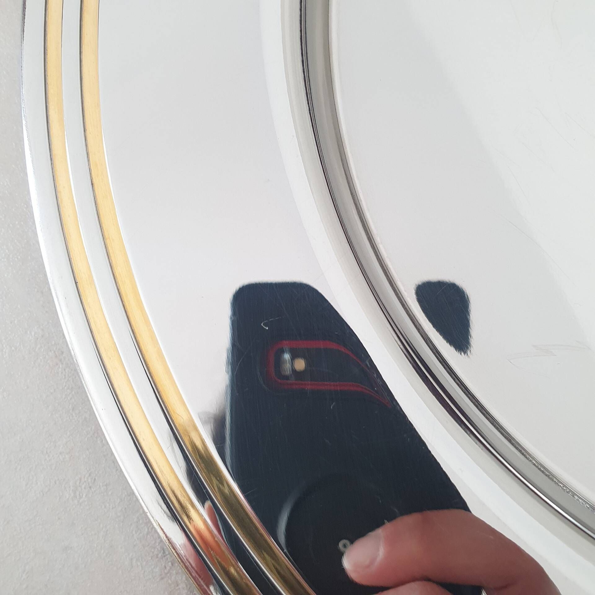 Alessi Ettore Sottsass / Serving plate stainless steel 18/10 and gold NG5100