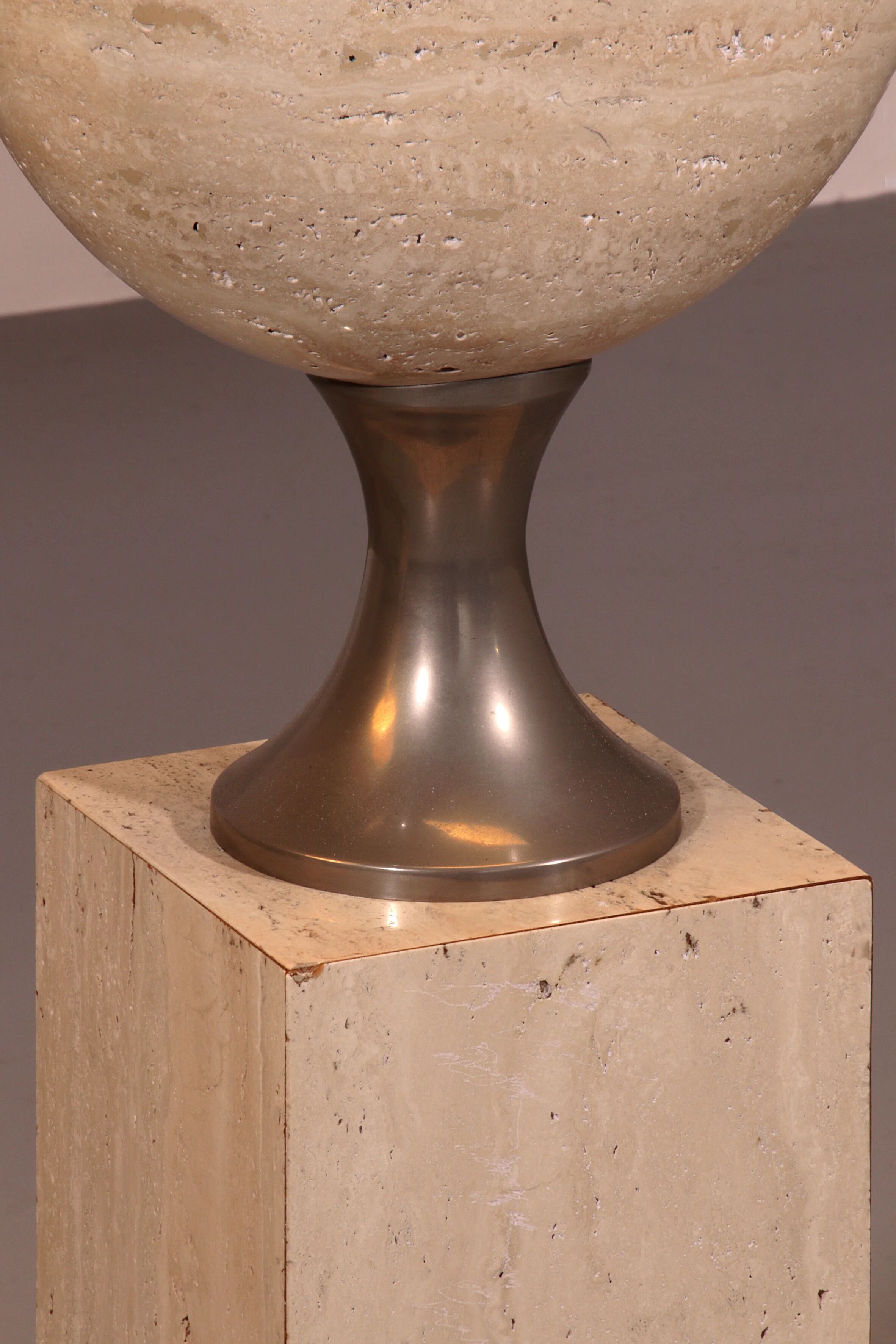 Travertine floor lamp by Philippe Barbier for Maison Barbier, monumental piece, 1970s