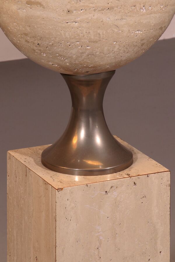 Lampadaires en travertin par Philippe Barbier pour Maison Barbier, pièce monumentale, années 1970.