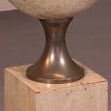 Travertine floor lamp by Philippe Barbier for Maison Barbier, monumental piece, 1970s