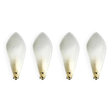 Contemporary Italian Sanded Leaf Murano Glass Wall Sconces – Lot of 4 Piece