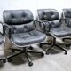 Black leather armchair by Charles Pollock for Knoll International