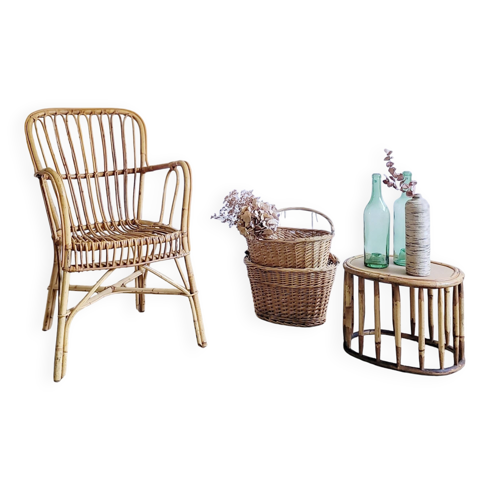 Vintage rattan armchair
