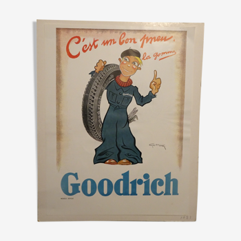 Affiche publicitaire geo ham pneu Goodrich