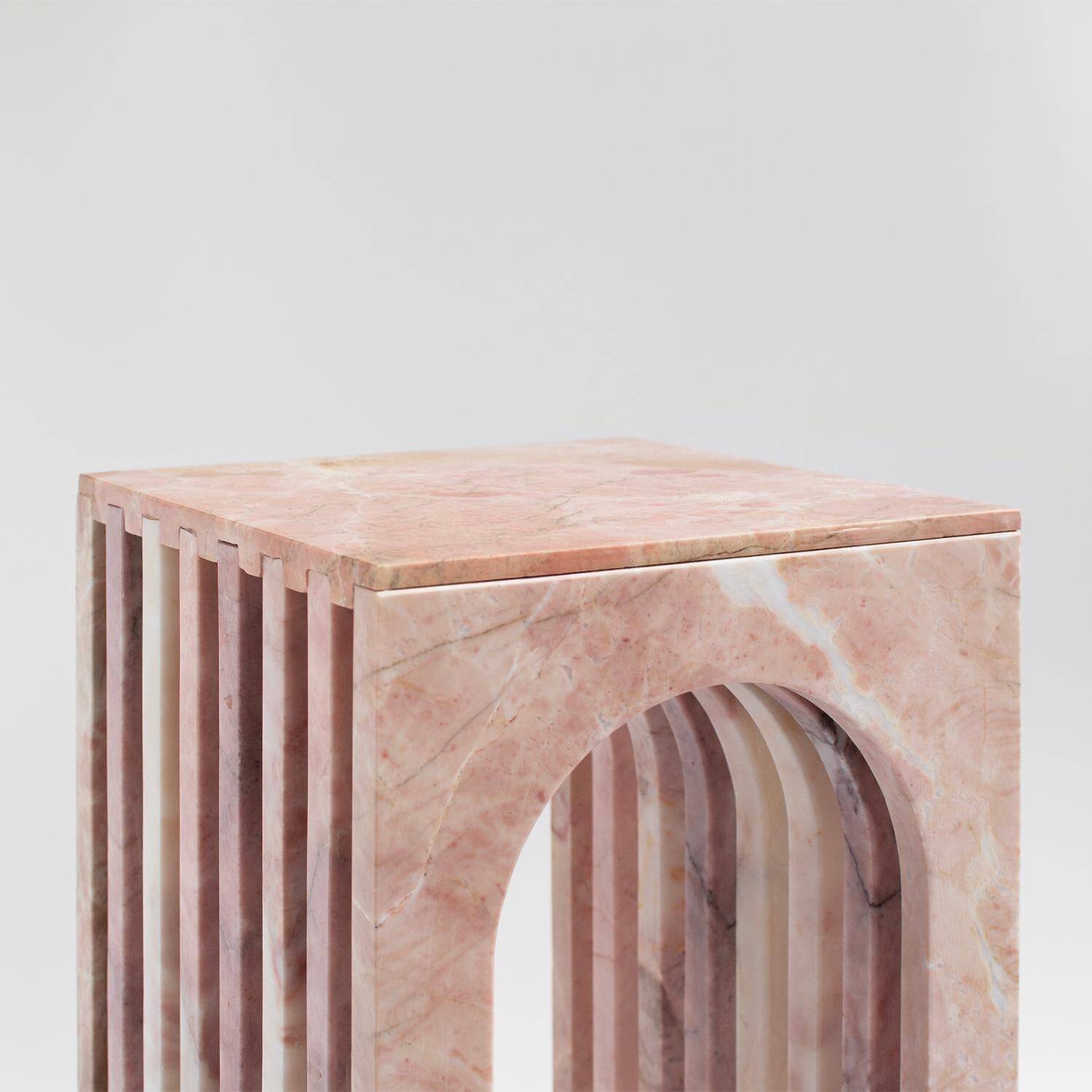 Pink marble side table "Balance"