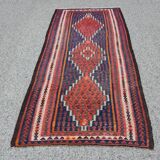 Tapis Kilim Ancien Iran Senneh : 1.27 X 2.98 Mètres
