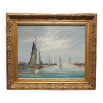 Oil painting on canvas of a seascape signed Edward Barton (1936-2012)