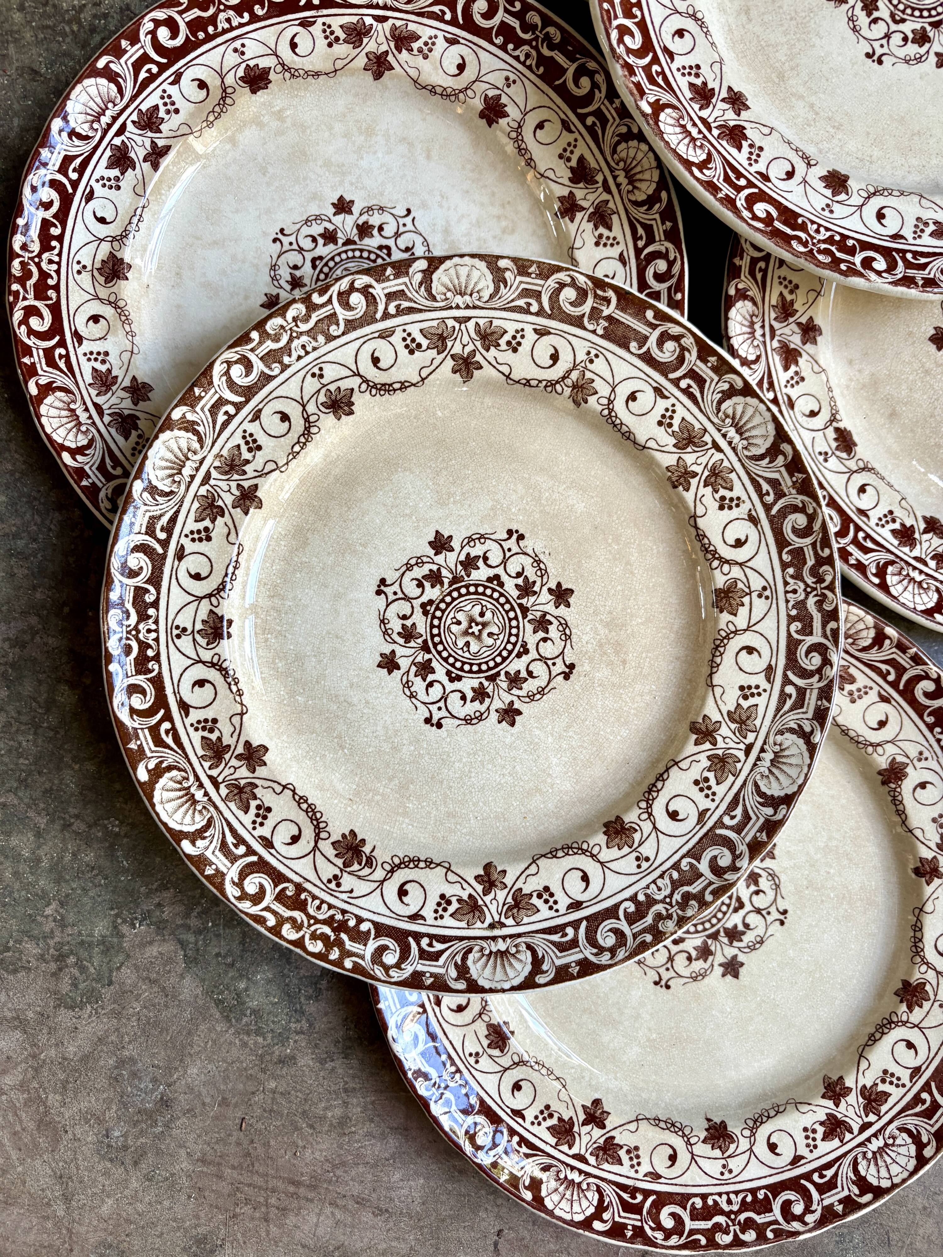 6 Jules Vieillard ironstone dinner plates, "Louis XV" service